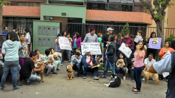 Neighbors protesting the dog's abuse. Photo Credit: Justicia para Paco/Facebook