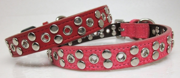 1004C 38 Genuine Leather Eyelet Stud Nickel Cluster on Red Bubble Gum
