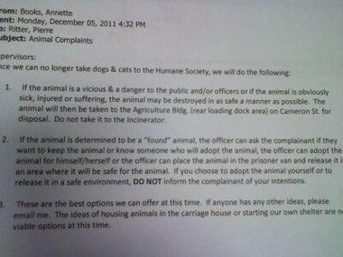 Police Memo Instructs Officers to Kill, Adopt or Dump Stray Animals