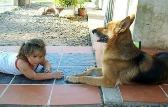 Milena and "lifeguard" dog Sasha