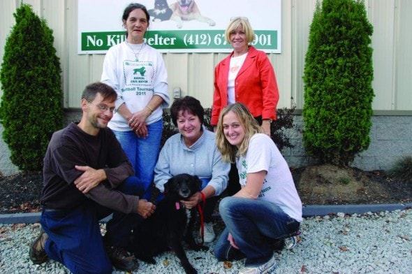 Marlene Frye and Brandy (center) along Frye's son and shelter coordinator and founder. Photo Credit: Carol Waterloo Frazier | Daily News