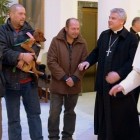 12.19.13 Popes Birthday with Homeless Men and Dog