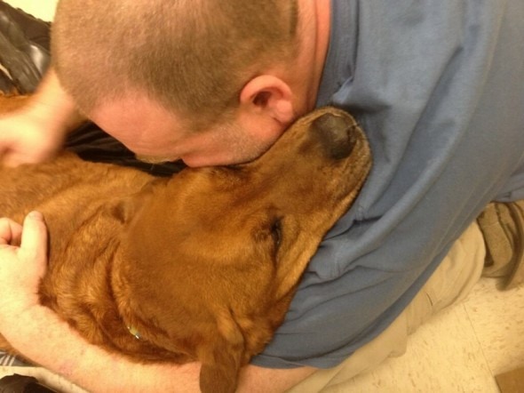 Charles Gilliam saying goodbye to his best friend Big. Photo Credit: Charles Gilliam/submitted via Jasmin Dustin - Cause4Paws.