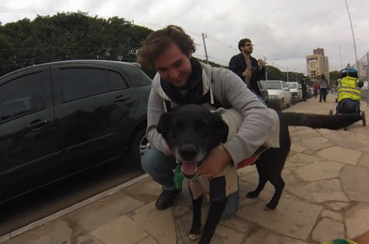 Ignacio (Nacho) Etchetchury reunites with his dog Negro after two months.