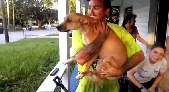 7.30.14 - Humane Society Workers Dig Out Trapped Dog by Hand2