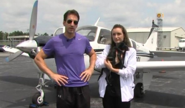Dr.Couch (left) flew Lucy back home after performing LPC surgery.