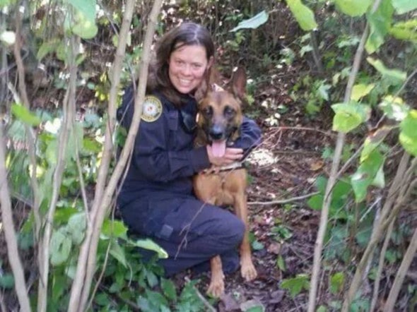 Officer Bryant reunited with Chico. Photo Credit: LaGrange Police Department