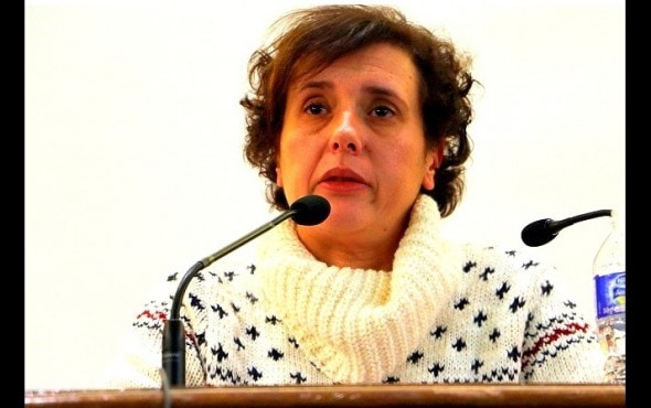 Teresa Romero (the first European woman with Ebola in Spain) at a press conference to talk about her health improvement and her discharge, at Carlos III Hospital in Madrid on November 5, 2014