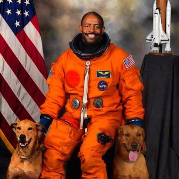 Astronaut and rescue dogs