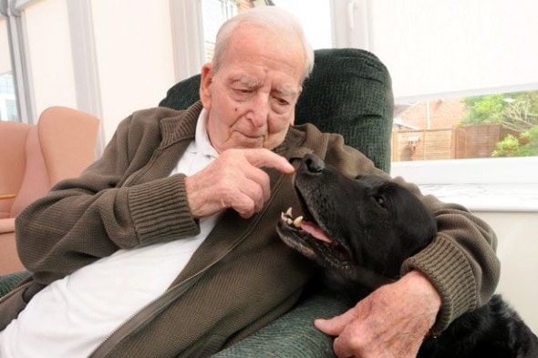 Bob with his late owner Harold Pursey. Photo credit: SWNS