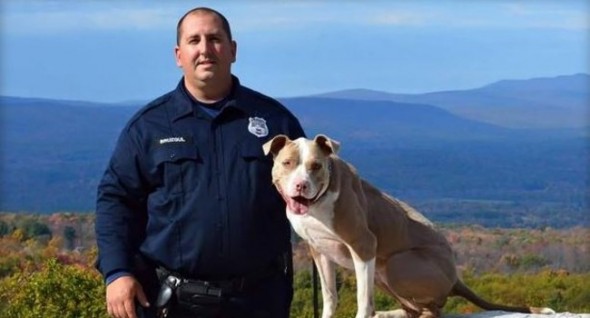 Poughkeepsie Police Officer Justin Bruzgul poses with K9 partner Kiah.  Photo: City of Poughkeepsie/Facebook 