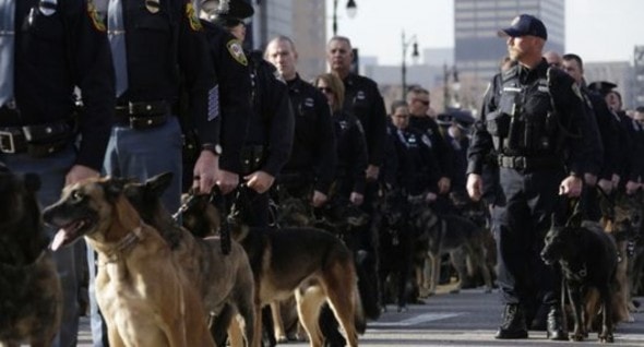 K-9 units from around the country showed up to honor the fallen officer. Photo: Mandi Wright/Detroit Free Press 