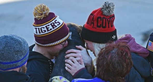 Molly reunites with the Fodness family. Photo: Joe Ahlquist/Argus Leader