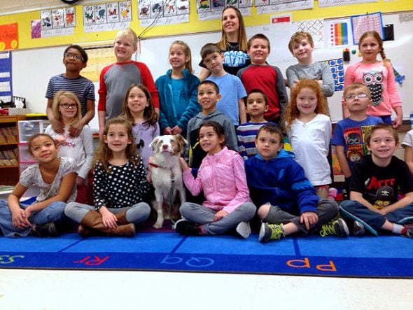 2.7.17 Second Graders Surprised With Visit From Dog They Helped Save4